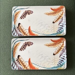 Set of 2 Pier 1 Imports Feather Serving Trays